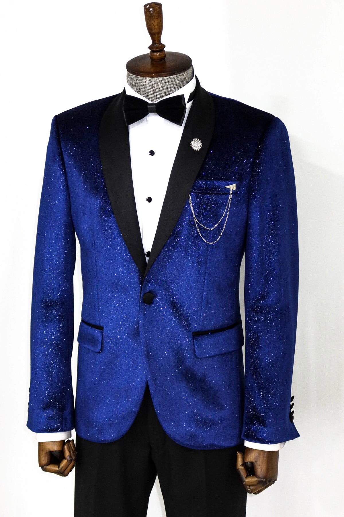 TZ Men's Premium Blue Suit Tuxedo Prom Blazer Jacket